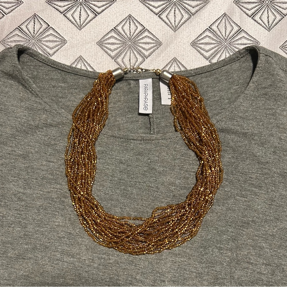 Amber Short Seed Bead Necklace